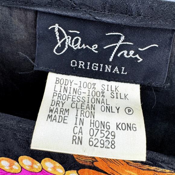 Diane Freis Vintage 1980's Graphic Printed Silk Tunic Mini Dress Multicolored XL - Picture 3 of 6